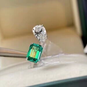 Emerald Moissanite Ring